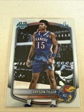 Bryson Tiller Kansas Jayhawks #15 Basketball Card - Blue/White #302/499